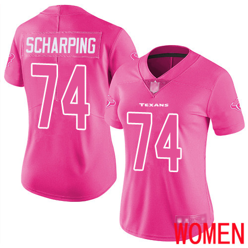 Houston Texans Limited Pink Women Max Scharping Jersey NFL Football #74 Rush Fashion->youth nfl jersey->Youth Jersey